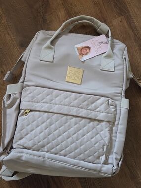 Paris Hilton Cream Quilted Front Pocket Backpack Tote